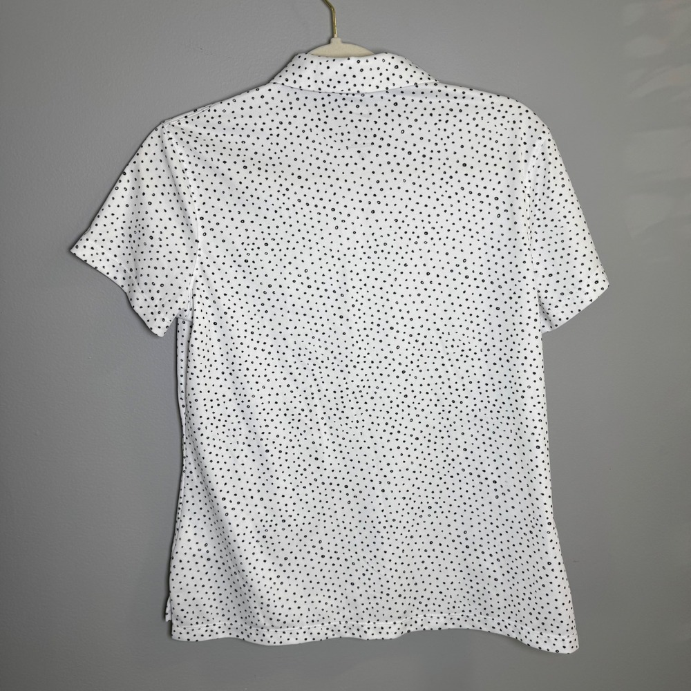 Nike Womens Dri-FIT Polka Dot Golf Polo Shirt White Black Size M Short Sleeve - Picture 4 of 7